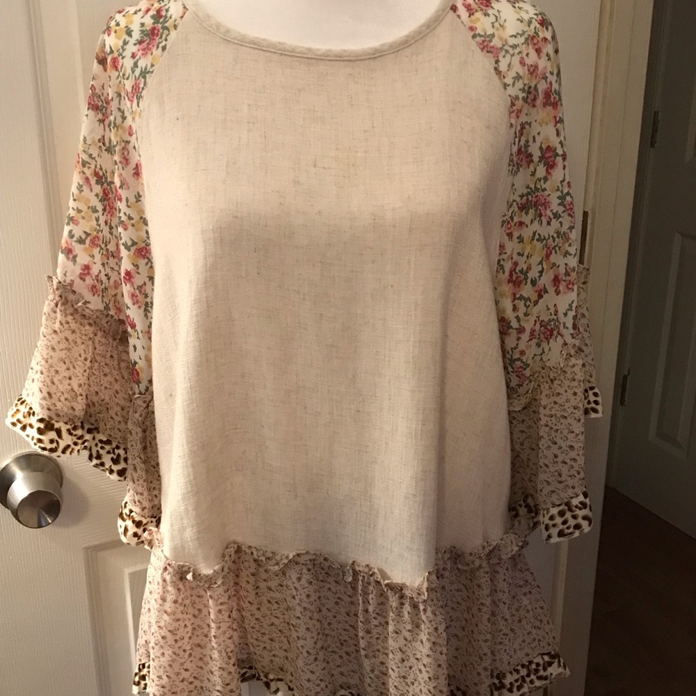 Floral and Cream Women's Boutique Top